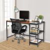 FCH Home Office Computer Desk, Study Writing Desk with Wooden Storage Shelf, 2-Tier Industrial Morden Laptop Table with Splice Board (Vintage Oak Fini