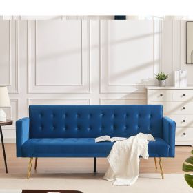 Morden Velvet Futon Sofa Bed for Living Room, Convertible 3 Adjustable Couch Loveseat with Metal Leg (Color: as Pic)