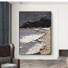 Hand Painted Oil Painting Large 3D Texture Black and Beige Painting Black Texture Painting Beige Minimalist Painting White Wall Art Abstract Paining W