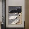 Hand Painted Oil Painting Large 3D Texture Black and Beige Painting Black Texture Painting Beige Minimalist Painting White Wall Art Abstract Paining W