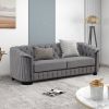 82" Mid Century Modern Sofa with Rubber Wood Legs; Velvet Upholstered Sofa Couch; Sofa with Thick Removable Seat Cushion;  3 Seater Sofa Couch for Liv