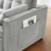 Modern Velvet Loveseat Futon Sofa Couch w/Pullout Bed,Small Love Seat Lounge Sofa w/Reclining Backrest,Toss Pillows, Pockets,Furniture for Living Room