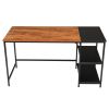 FCH Home Office Computer Desk, Study Writing Desk with Wooden Storage Shelf, 2-Tier Industrial Morden Laptop Table with Splice Board (Vintage Oak Fini