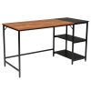 FCH Home Office Computer Desk, Study Writing Desk with Wooden Storage Shelf, 2-Tier Industrial Morden Laptop Table with Splice Board (Vintage Oak Fini