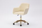 Modern Velvet Fabric Material Adjustable Height 360 revolving Home Office Chair with Gold Metal Legs and Universal Wheels for Indoor