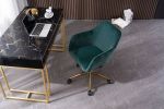 Modern Velvet Adjustable Height 360 Revolving Home Office Chair With Gold Metal Legs And Universal Wheel For Indoor
