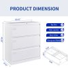 3 Drawer Lateral Filing Cabinet for Legal/Letter A4 Size, Large Deep Drawers Locked by Keys, Locking Wide File Cabinet for Home Office, Metal Steel