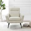 Mid Century Modern Upholstered Fabric Accent Chair, Living Room, Bedroom Leisure Single Sofa Chair (with Metal Legs), TV armrest seat, Suitable for Sm