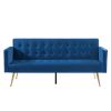 Morden Velvet Futon Sofa Bed for Living Room, Convertible 3 Adjustable Couch Loveseat with Metal Leg
