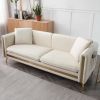 77.2' Modern Upholstered Velvet Sofa 3 Seater Couch with Removable Cushions Side Pocket Mid-Century Tufted Living Room Set Gold Metal Legs,2 Pillows I