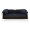 77.2' Modern Upholstered Velvet Sofa 3 Seater Couch with Removable Cushions Side Pocket Mid-Century Tufted Living Room Set Gold Metal Legs,2 Pillows I