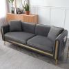 77.2' Modern Upholstered Velvet Sofa 3 Seater Couch with Removable Cushions Side Pocket Mid-Century Tufted Living Room Set Gold Metal Legs,2 Pillows I