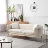 77.2' Modern Upholstered Velvet Sofa 3 Seater Couch with Removable Cushions Side Pocket Mid-Century Tufted Living Room Set Gold Metal Legs,2 Pillows I