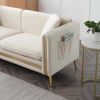 77.2' Modern Upholstered Velvet Sofa 3 Seater Couch with Removable Cushions Side Pocket Mid-Century Tufted Living Room Set Gold Metal Legs,2 Pillows I