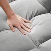 Modern Velvet Loveseat Futon Sofa Couch w/Pullout Bed,Small Love Seat Lounge Sofa w/Reclining Backrest,Toss Pillows, Pockets,Furniture for Living Room