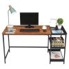 FCH Home Office Computer Desk, Study Writing Desk with Wooden Storage Shelf, 2-Tier Industrial Morden Laptop Table with Splice Board (Vintage Oak Fini