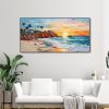 Hand Painted Oil Painting Abstract Seaside Landscape Palette Knife Art Impressionist Island Beach Scene Mural Sunrise Over Sea Artwork 3D Wall Art Per