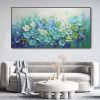 Hand Painted Oil Painting 3D Textured Canvas Oil Painting Blooming Flowers Original Art Blue Botanical Wall Art Spring Decor 100% Hand Knife Art