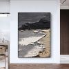 Hand Painted Oil Painting Large 3D Texture Black and Beige Painting Black Texture Painting Beige Minimalist Painting White Wall Art Abstract Paining W