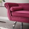 61'Width Modern Accent Velvet Upholstered Loveseat Settee Nailhead Trimming Curved Backrest Rolled Arms Couch with Removable Cushion Silver Metal Legs