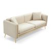77.2' Modern Upholstered Velvet Sofa 3 Seater Couch with Removable Cushions Side Pocket Mid-Century Tufted Living Room Set Gold Metal Legs,2 Pillows I