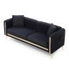 77.2' Modern Upholstered Velvet Sofa 3 Seater Couch with Removable Cushions Side Pocket Mid-Century Tufted Living Room Set Gold Metal Legs,2 Pillows I