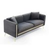77.2' Modern Upholstered Velvet Sofa 3 Seater Couch with Removable Cushions Side Pocket Mid-Century Tufted Living Room Set Gold Metal Legs,2 Pillows I