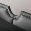 61'Width Modern Accent Velvet Upholstered Loveseat Settee Nailhead Trimming Curved Backrest Rolled Arms Couch with Removable Cushion Silver Metal Legs