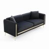 77.2' Modern Upholstered Velvet Sofa 3 Seater Couch with Removable Cushions Side Pocket Mid-Century Tufted Living Room Set Gold Metal Legs,2 Pillows I
