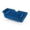 61'Width Modern Accent Velvet Upholstered Loveseat Settee Nailhead Trimming Curved Backrest Rolled Arms Couch with Removable Cushion Silver Metal Legs