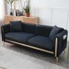 77.2' Modern Upholstered Velvet Sofa 3 Seater Couch with Removable Cushions Side Pocket Mid-Century Tufted Living Room Set Gold Metal Legs,2 Pillows I