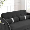 Modern 55.5" Pull Out Sleep Sofa Bed 2 Seater Loveseats Sofa Couch with side pockets, Adjsutable Backrest and Lumbar Pillows for Apartment Office Livi