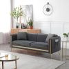 77.2' Modern Upholstered Velvet Sofa 3 Seater Couch with Removable Cushions Side Pocket Mid-Century Tufted Living Room Set Gold Metal Legs,2 Pillows I