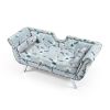 61'Width Modern Accent Velvet Upholstered Loveseat Settee Nailhead Trimming Curved Backrest Rolled Arms Couch with Removable Cushion Silver Metal Legs