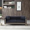 77.2' Modern Upholstered Velvet Sofa 3 Seater Couch with Removable Cushions Side Pocket Mid-Century Tufted Living Room Set Gold Metal Legs,2 Pillows I