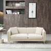 77.2' Modern Upholstered Velvet Sofa 3 Seater Couch with Removable Cushions Side Pocket Mid-Century Tufted Living Room Set Gold Metal Legs,2 Pillows I