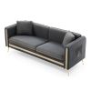 77.2' Modern Upholstered Velvet Sofa 3 Seater Couch with Removable Cushions Side Pocket Mid-Century Tufted Living Room Set Gold Metal Legs,2 Pillows I