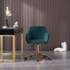 Modern Velvet Adjustable Height 360 Revolving Home Office Chair With Gold Metal Legs And Universal Wheel For Indoor