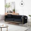 77.2' Modern Upholstered Velvet Sofa 3 Seater Couch with Removable Cushions Side Pocket Mid-Century Tufted Living Room Set Gold Metal Legs,2 Pillows I