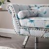 61'Width Modern Accent Velvet Upholstered Loveseat Settee Nailhead Trimming Curved Backrest Rolled Arms Couch with Removable Cushion Silver Metal Legs