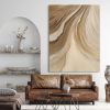 Hand Painted Oil Painting Time River Art Boho Wall Art Brown Abstract Minimalist Wall Art Painting Living Room Wall Decor 3D Texture Art Canvas Oil Pa