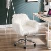 Modern Faux fur home office chair; fluffy chair for girls; makeup vanity Chair
