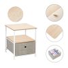 Nightstand 1-Drawer Shelf Storage- Bedside Furniture & Accent End Table Chest For Home, Bedroom, Office, College Dorm, Steel Frame, Wood Top, Easy Pul