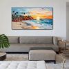 Hand Painted Oil Painting Abstract Seaside Landscape Palette Knife Art Impressionist Island Beach Scene Mural Sunrise Over Sea Artwork 3D Wall Art Per