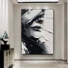 Hand Painted Oil Painting Abstract Black And White Face oil Painting Black White Wall Art Large Black And White Painting Living Room Hallway Bedroom L