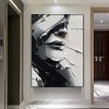 Hand Painted Oil Painting Abstract Black And White Face oil Painting Black White Wall Art Large Black And White Painting Living Room Hallway Bedroom L