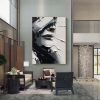 Hand Painted Oil Painting Abstract Black And White Face oil Painting Black White Wall Art Large Black And White Painting Living Room Hallway Bedroom L