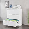 3 Drawer Lateral Filing Cabinet for Legal/Letter A4 Size, Large Deep Drawers Locked by Keys, Locking Wide File Cabinet for Home Office, Metal Steel