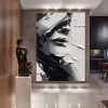 Hand Painted Oil Painting Abstract Black And White Face oil Painting Black White Wall Art Large Black And White Painting Living Room Hallway Bedroom L