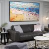 Hand Painted Oil Painting Abstract Beach Vacation Commemorative Oil Painting Original Hand-Painted Summer Landscape Colorful Parachute Wall Art 3D Cre